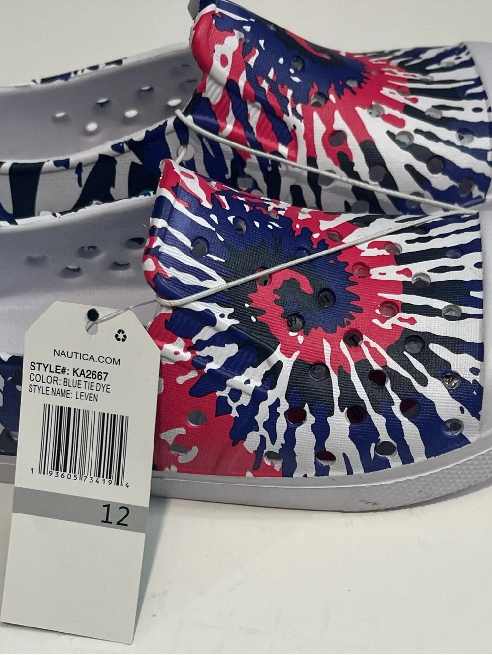 Nautica Kids Tie-Dye Slip-On Sneakers in Red, Blue & White
